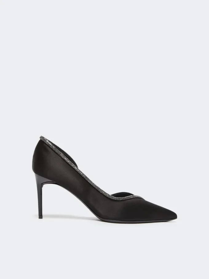Pumps i satin med kristaller, svarta Pumps i satin med kristaller, svarta