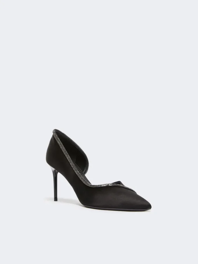 Pumps i satin med kristaller, svarta Pumps i satin med kristaller, svarta