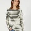 Randig bomullst-shirt, elfenben Randig bomullst-shirt, elfenben