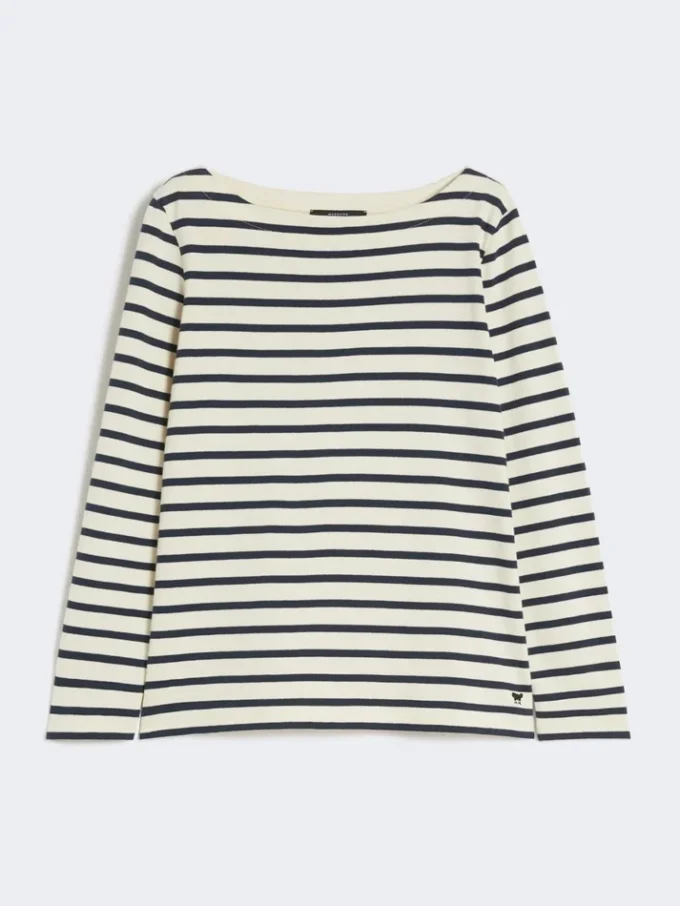 Randig bomullst-shirt, elfenben Randig bomullst-shirt, elfenben