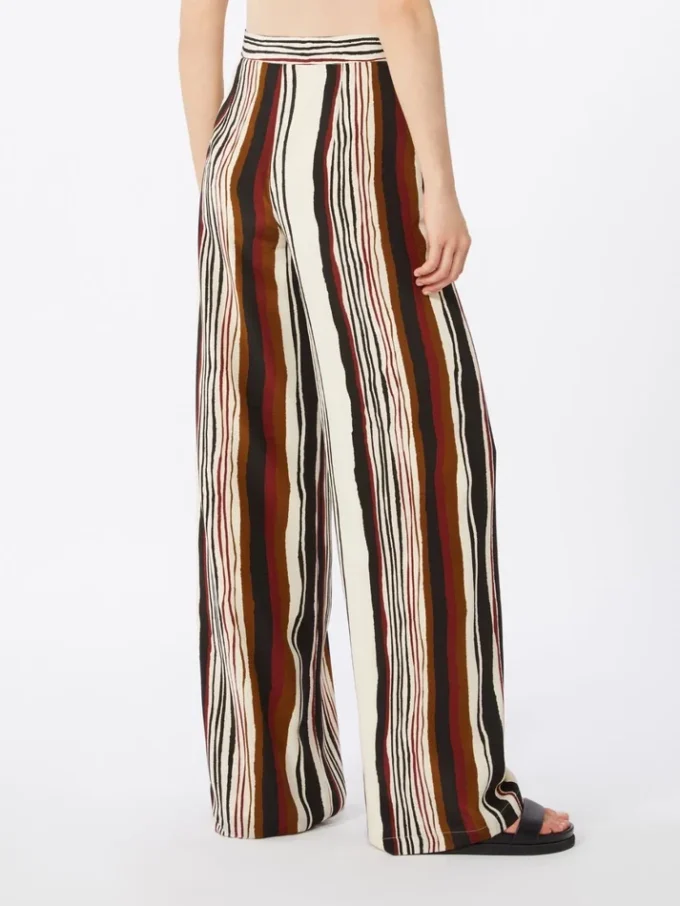 Randiga byxor i crepe de chine, tegelröd Randiga byxor i crepe de chine, tegelröd