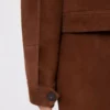 Rektangulär jacka i mocka, chokladbrun