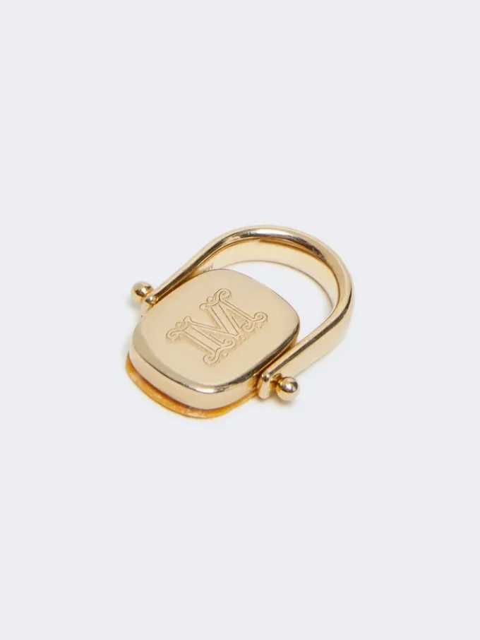 Ring i metall och harts, orange Ring i metall och harts, orange