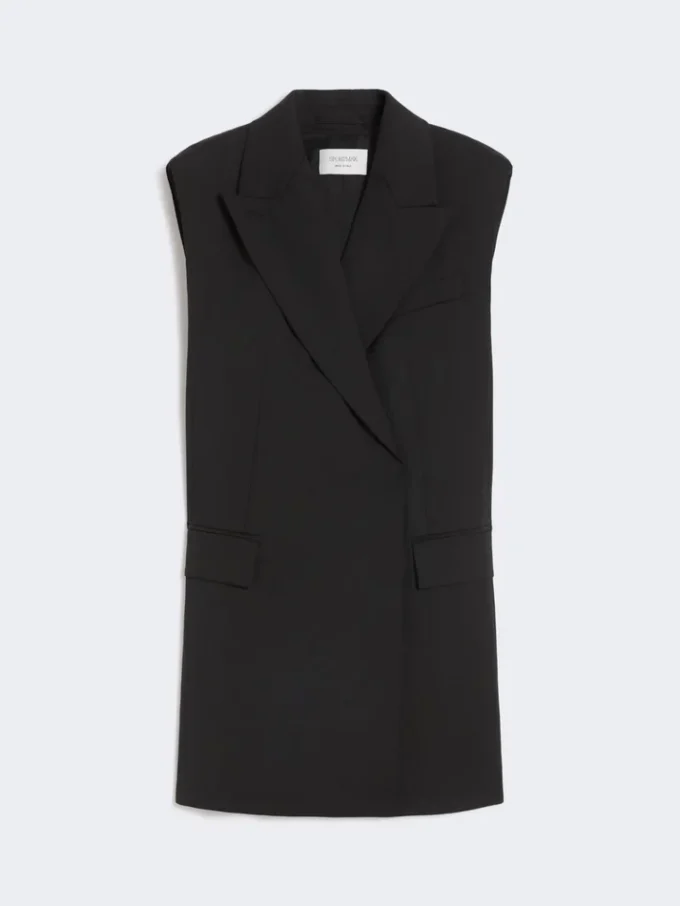 Ärmlös blazer i stretchull, svart Ärmlös blazer i stretchull, svart