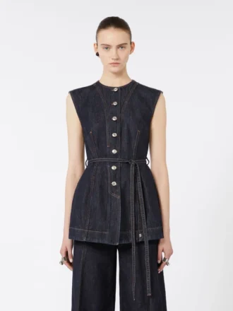 Ärmlös denimtop, midnattblå