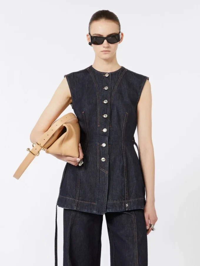 Ärmlös denimtop, midnattblå Ärmlös denimtop, midnattblå