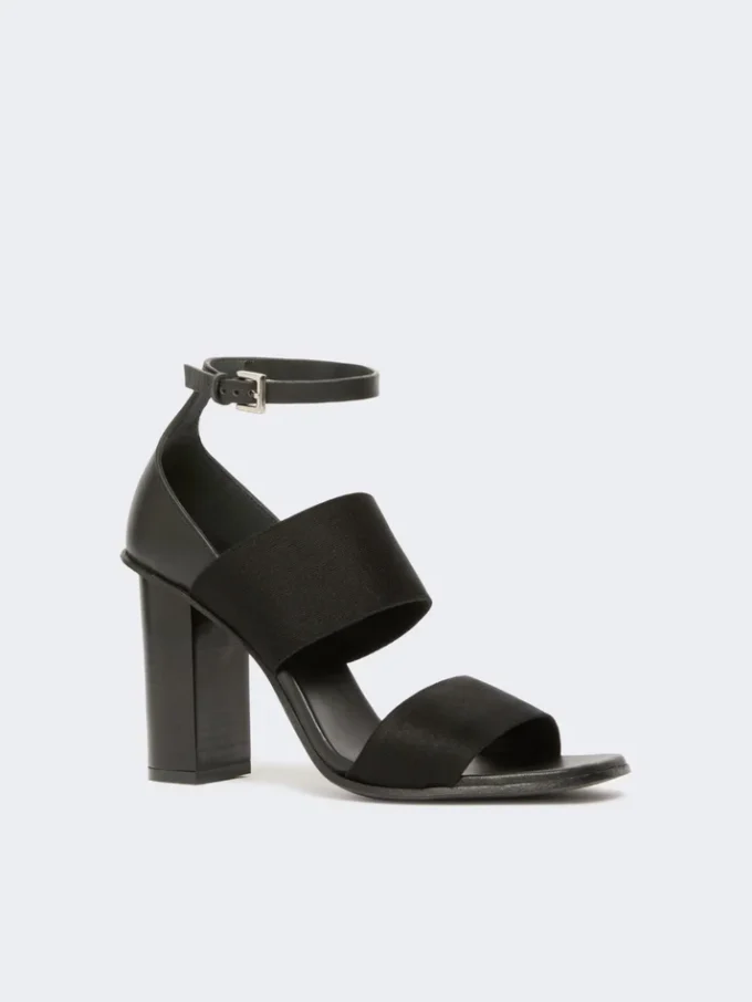 Sandaler i kalvskinn och elastiskt band, svarta