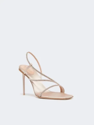 Sandaler i satin och kristall, färg: nude