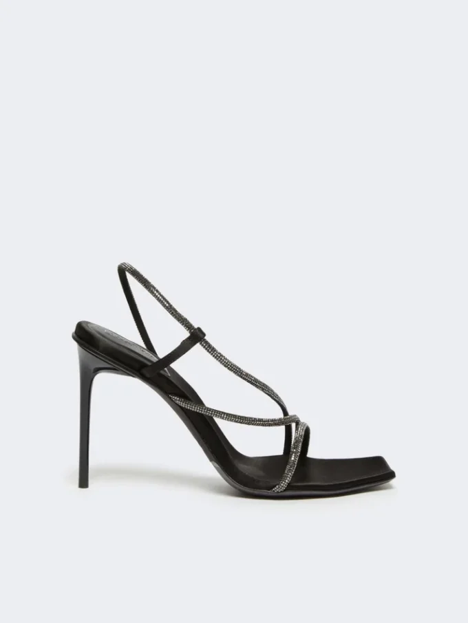 Sandaler i satin och kristall, svarta Sandaler i satin och kristall, svarta