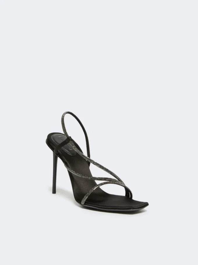 Sandaler i satin och kristall, svarta Sandaler i satin och kristall, svarta