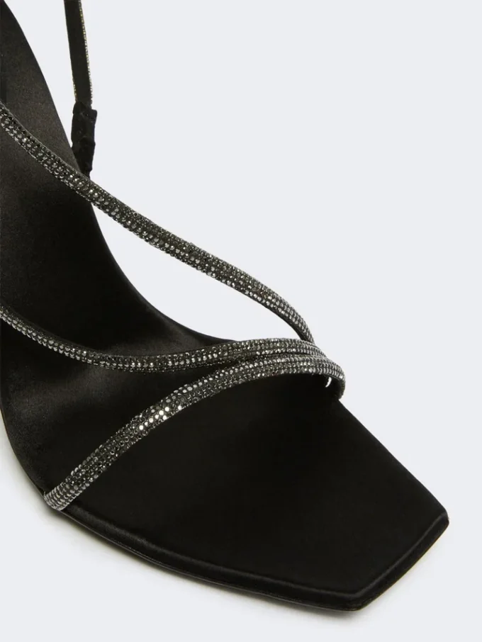 Sandaler i satin och kristall, svarta Sandaler i satin och kristall, svarta