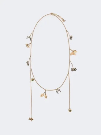 Set med halsband i metall och glas, smaragdgrönt Set med halsband i metall och glas, smaragdgrönt