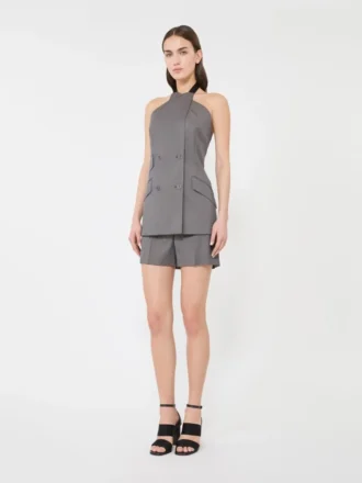 Shorts i gabardineull, mellangrå