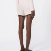 Shorts i kanvas av ull, mohair och siden, beige-rosa Shorts i kanvas av ull, mohair och siden, beige-rosa