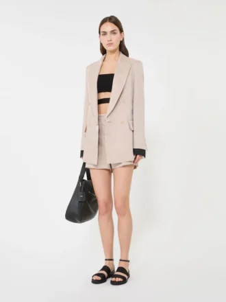 Shorts i linne, kamel