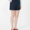 Shorts i linne med korgväv, midnattblå Shorts i linne med korgväv, midnattblå