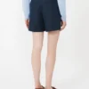 Shorts i linne med korgväv, midnattblå Shorts i linne med korgväv, midnattblå