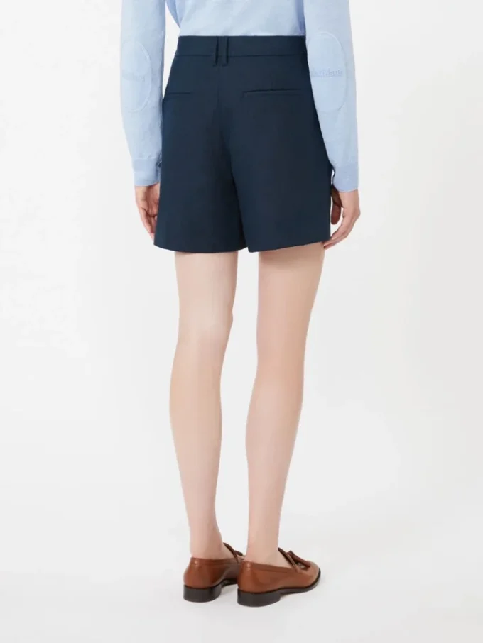 Shorts i linne med korgväv, midnattblå Shorts i linne med korgväv, midnattblå
