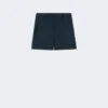 Shorts i linne med korgväv, midnattblå Shorts i linne med korgväv, midnattblå