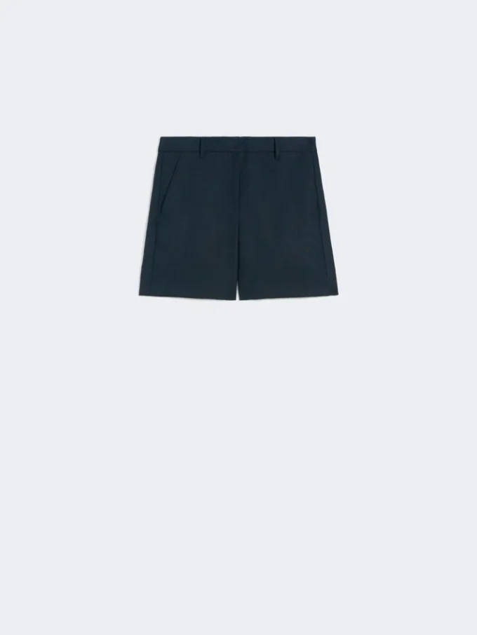 Shorts i linne med korgväv, midnattblå Shorts i linne med korgväv, midnattblå