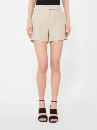 Shorts i linne med korgväv, sand