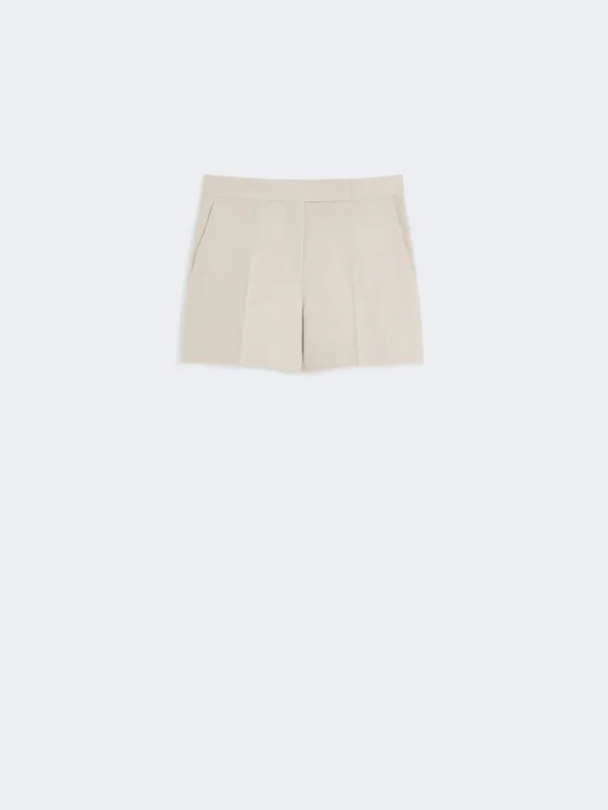 Shorts i linne med korgväv, sand Shorts i linne med korgväv, sand