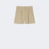 Shorts i stretchig bomullssatin, khaki Shorts i stretchig bomullssatin, khaki