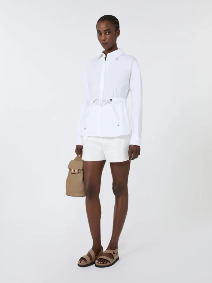 Shorts i stretchig bomullssatin, siden Shorts i stretchig bomullssatin, siden