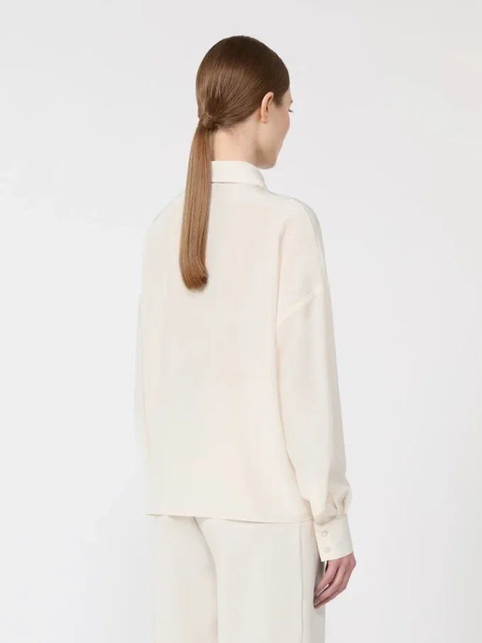 Silkesblus med fluga, beige Silkesblus med fluga, beige
