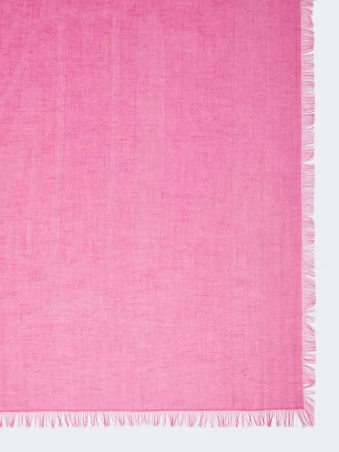 Sjal i jacquard av bomull, modal och kashmir, chockrosa