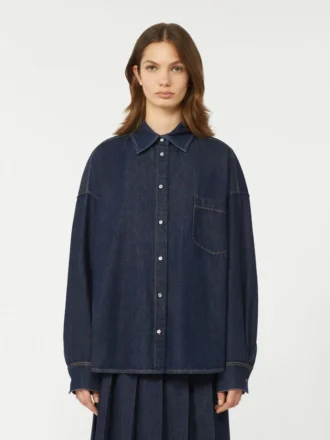Skjorta i bomullsdenim, marinblå
