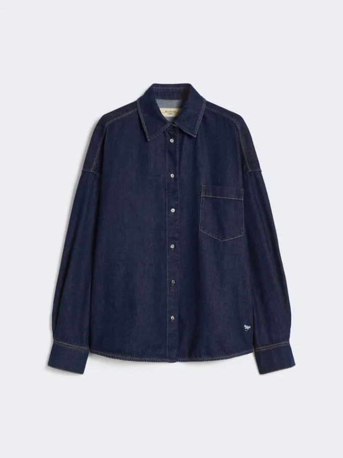 Skjorta i bomullsdenim, marinblå Skjorta i bomullsdenim, marinblå