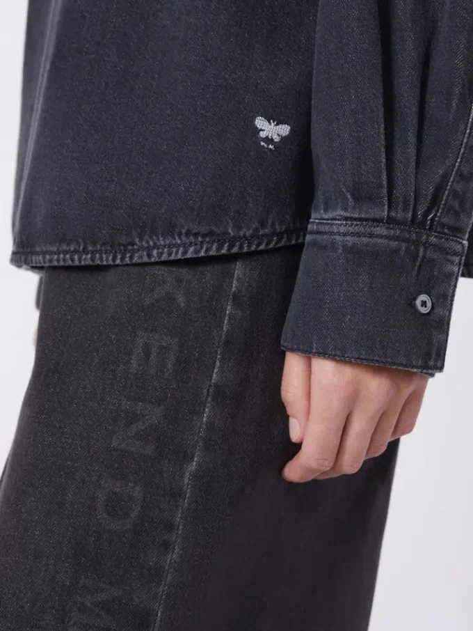Skjorta i bomullsdenim, svart