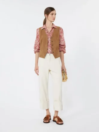Bullbyxor i bomull med uppvikt fåll, ecru