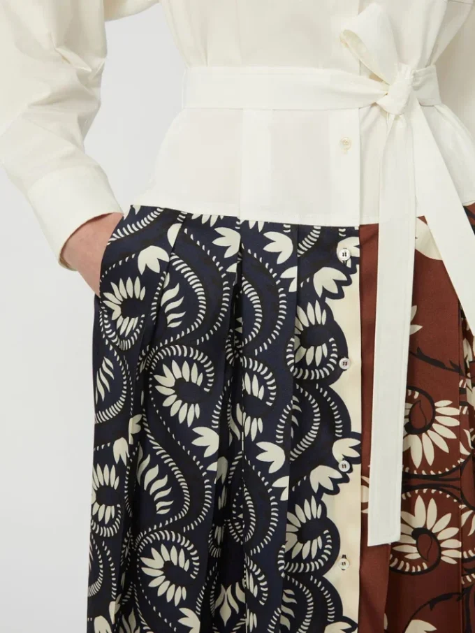 Skjortklänning i tryckt bomull och twill, vit