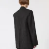 Skräddarsydd blazer i gabardin med smala ränder, svart