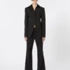 Slim-fit-blazer i stretchgabardin, svart