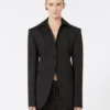 Slim-fit-blazer i stretchgabardin, svart
