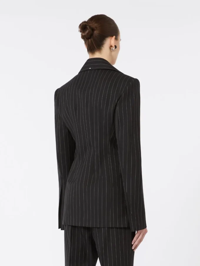 Slim-fit-blazer i stretchgabardin, svart