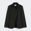 Slim-fit-blazer i stretchgabardin, svart