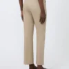 Slim-fit byxor i bomullssatin, khaki
