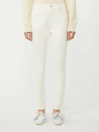 Slim-fit byxor i stretchbomull, vita