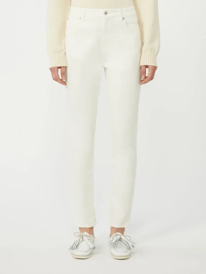 Slim-fit byxor i stretchbomull, vita Slim-fit byxor i stretchbomull, vita