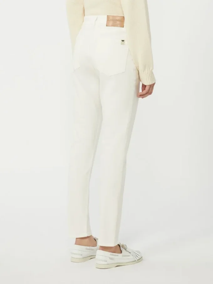 Slim-fit byxor i stretchbomull, vita Slim-fit byxor i stretchbomull, vita