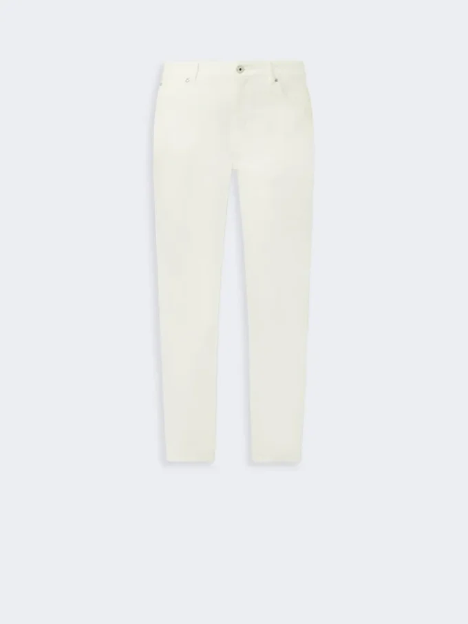 Slim-fit byxor i stretchbomull, vita Slim-fit byxor i stretchbomull, vita