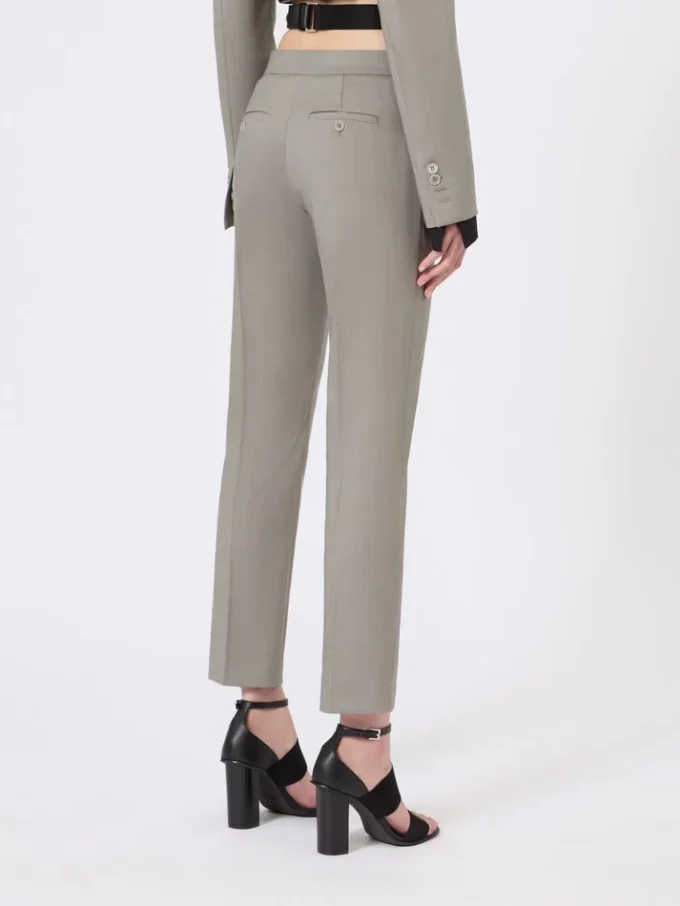 Slim-fit-byxor i ull, mohair och siden, mellangrå Slim-fit-byxor i ull, mohair och siden, mellangrå