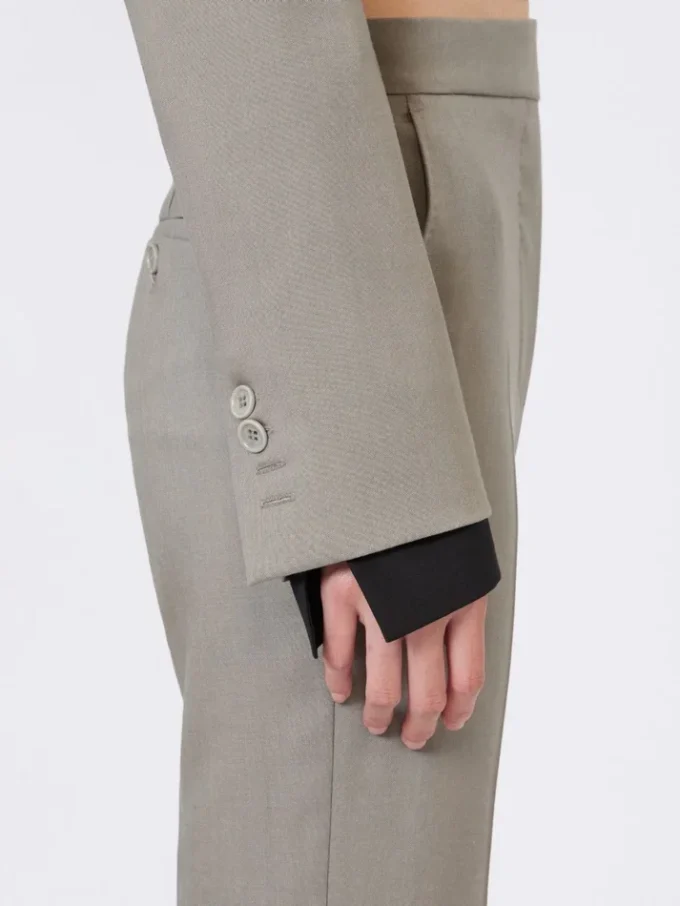 Slim-fit-jacka i ull, mohair och siden, mellangrå