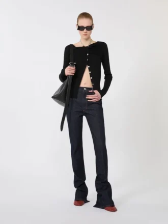 Slim-fit-jeans med utsvängda benslut, midnattblå