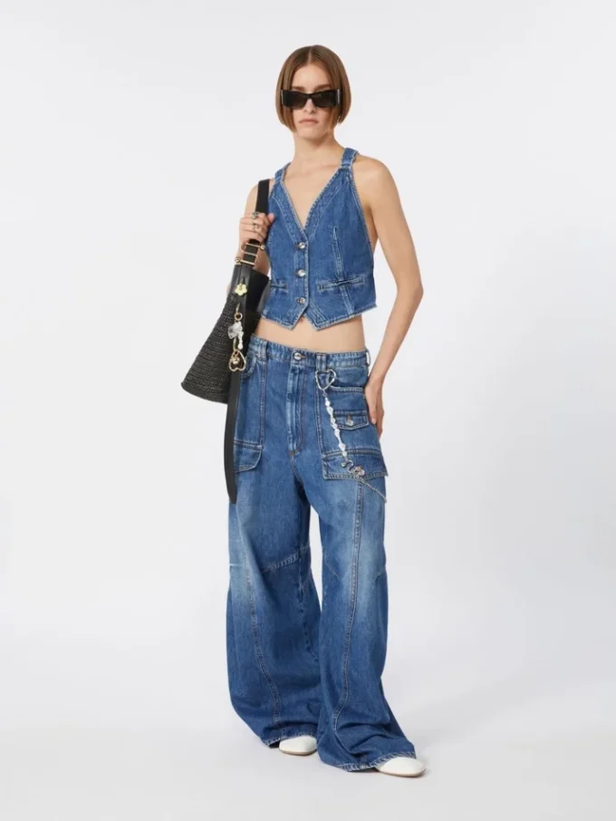 Slim-fit-jeansväst, midnattblå