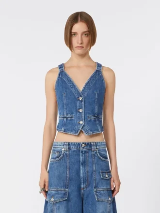 Slim-fit-jeansväst, midnattblå